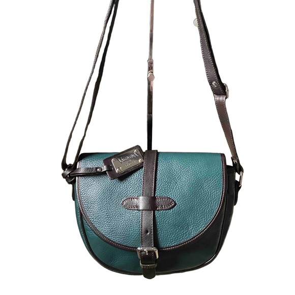 Valentina Handbags - Most comfortable Teal and Black/dark Brown Leather Crossbody Bag